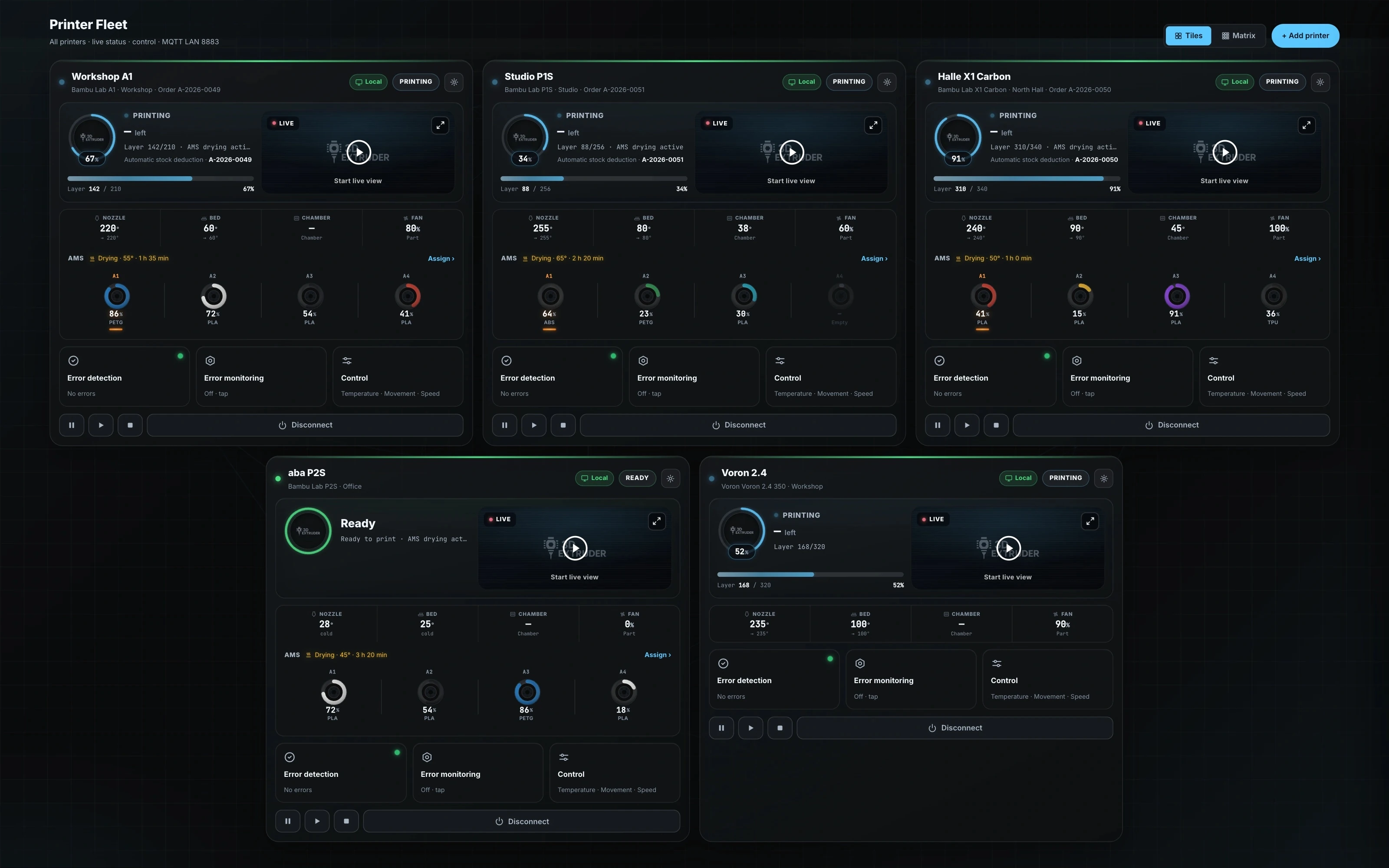 Printer live monitoring